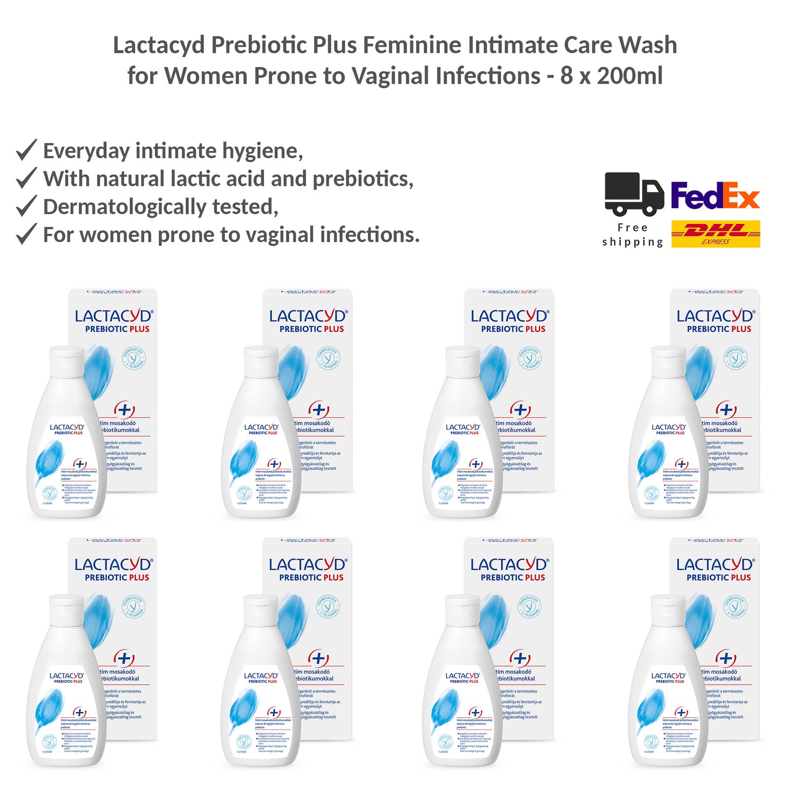 Lactacyd Prebioticum Plus Intimate Wash for Women Prone to Intimate Infection x8