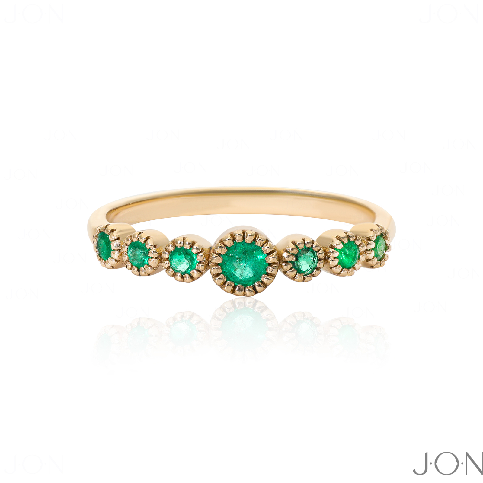 14K Gold Natural Emerald Size-3 to 8 US Engagement/Wedding Ring Women Jewelry