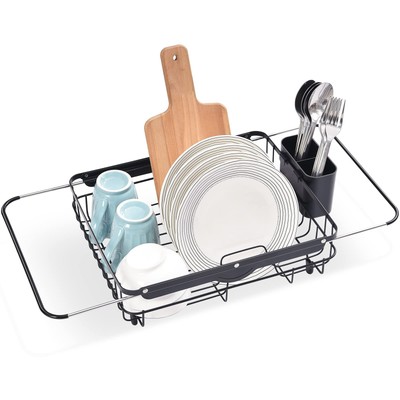 Expandable Large Dish Rack Dish Drying Rack Over The Sink Adjustable Dish Rac...