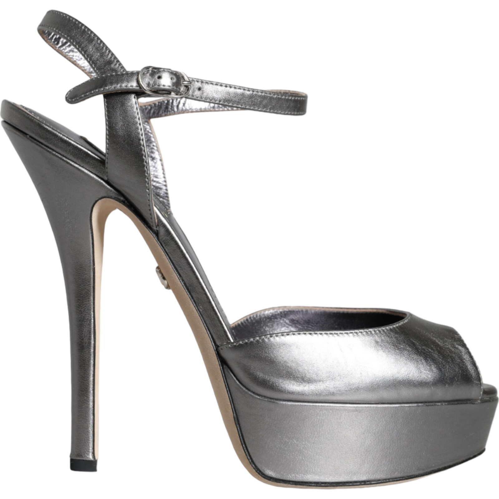 DOLCE & GABBANA Shoes Metallic Silver Leather Keira Platform