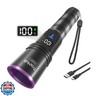 TrixHub 365nm Black Light Flashlight, UV Flashlight Rechargeable with LCD Display, Powerful Ultraviolet Lights for Pet Urine Detection, Resin Curing, Blood Tracking, Scorpion, Uranium Glass, A/CLeak