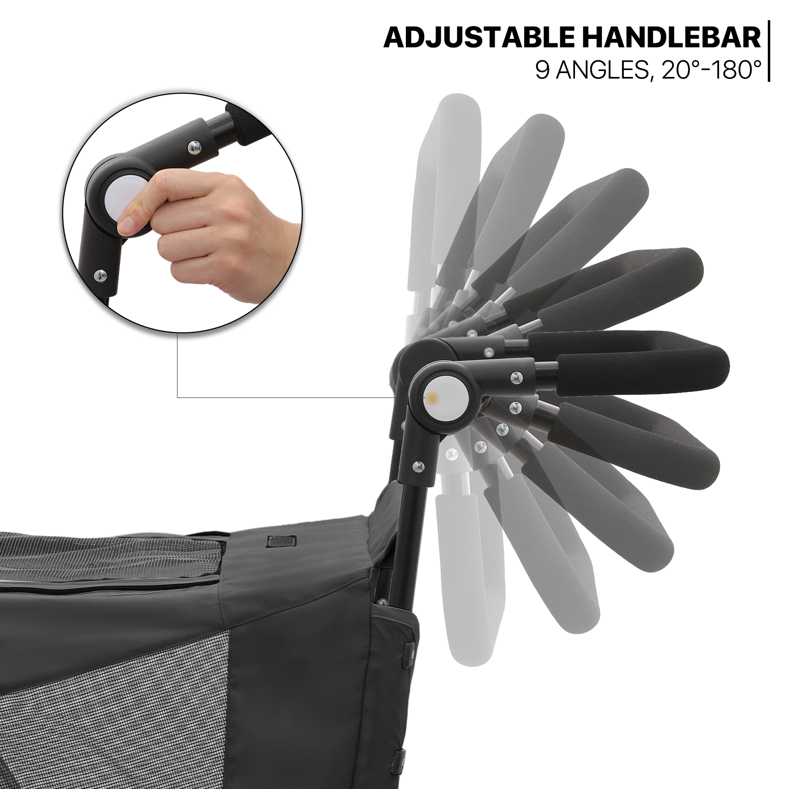 Folding 3-Wheel Dog Stroller Breathable Pet Travel Carrier w/Skylight+Wheel Lock