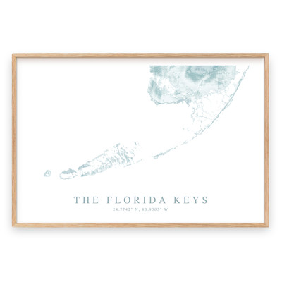 Florida Keys Map Print, Florida Map Poster, Key West Poster Unframed