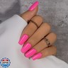 KQueenest Hot Pink Press On Nails Long Square - Acrylic Press On Nails Medium Coffin, Sheer Bright Neon Pink Fake Nails with Glue, Vibrant Glossy, Reusable Soft Gel Glue on Nails for Women, 24 Pcs