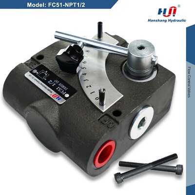 Hydraulic Adjustable Variable Flow Control Valve 0-30GPM 1/2 NPT FC51 Side-Port