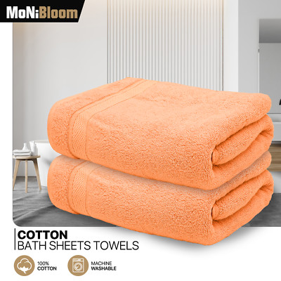 2 Pack 100% Cotton 35x70 Inch Bath Sheet Soft High Absorbent Quick Dry Towel Set