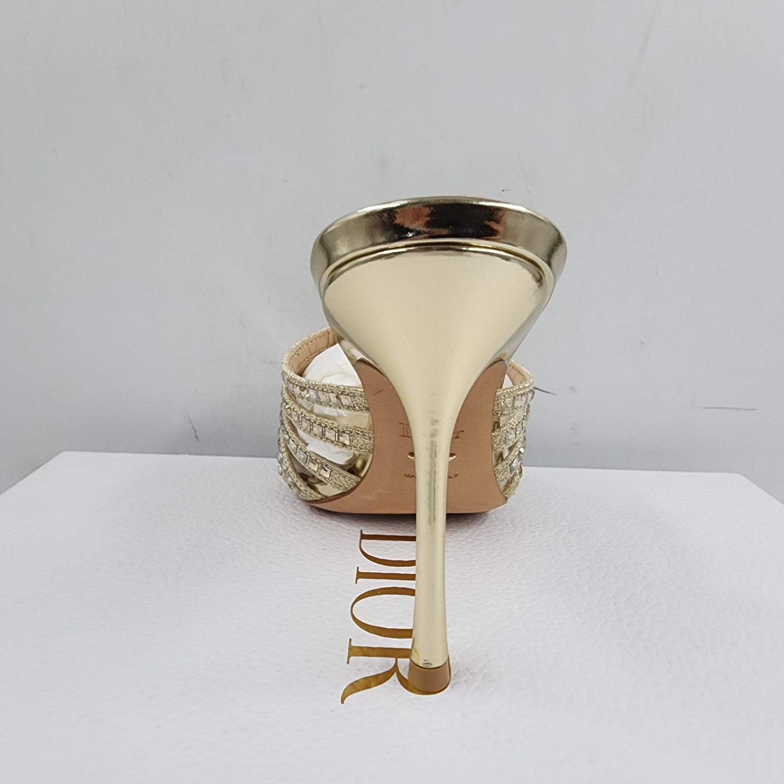 DIOR Gem High-Heeled Mule Sandals Women's 37/7US Light Gold Embellished Slip On - Picture 12 of 20