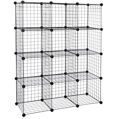 Wire Cube Storage 12-Cube Storage Organizer Bins Wire Shelving Modular Bookshelf