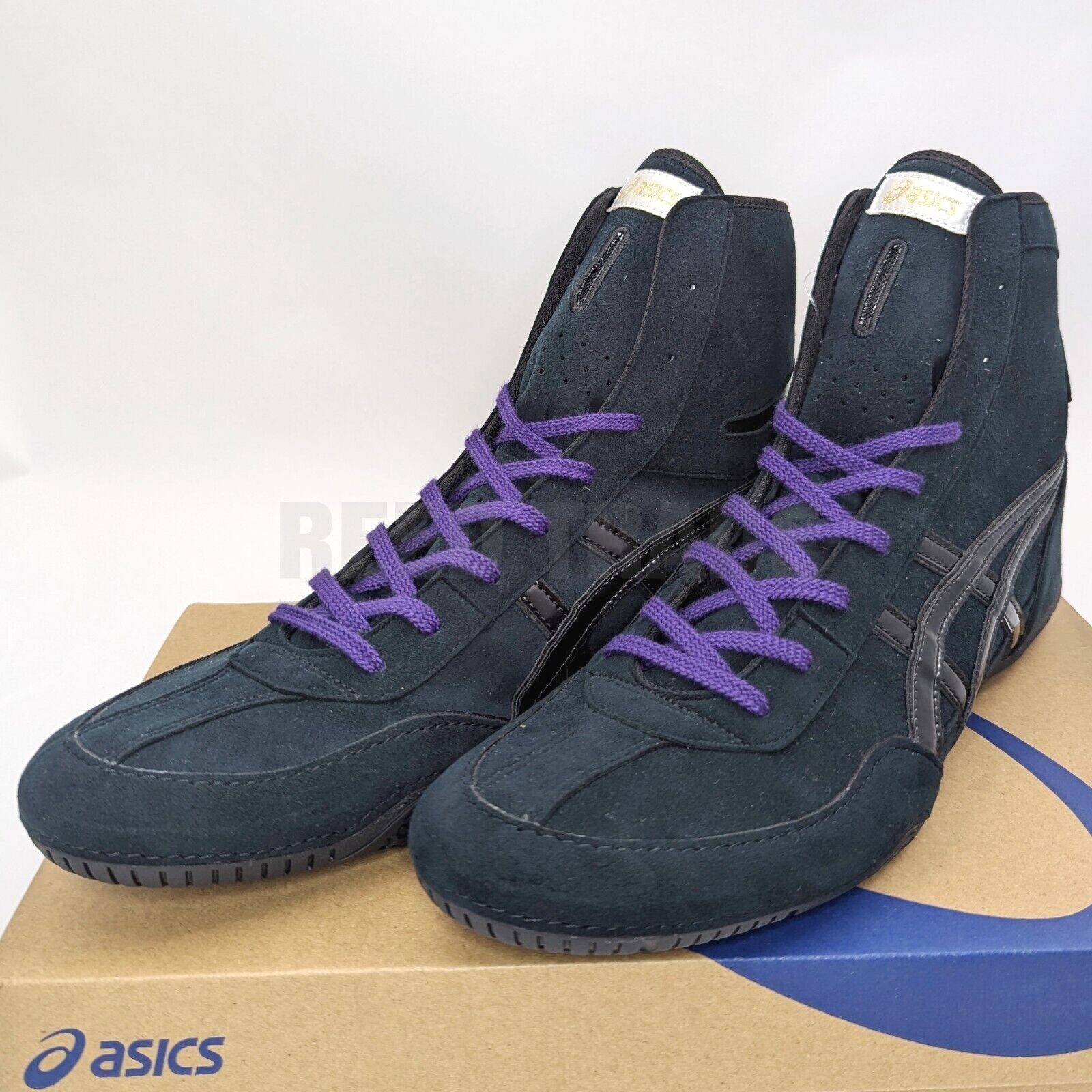 Pre-owned Asics Wrestling Shoes 1083a001 Black/black Lace:purple Ex-eo(twr900) Successor