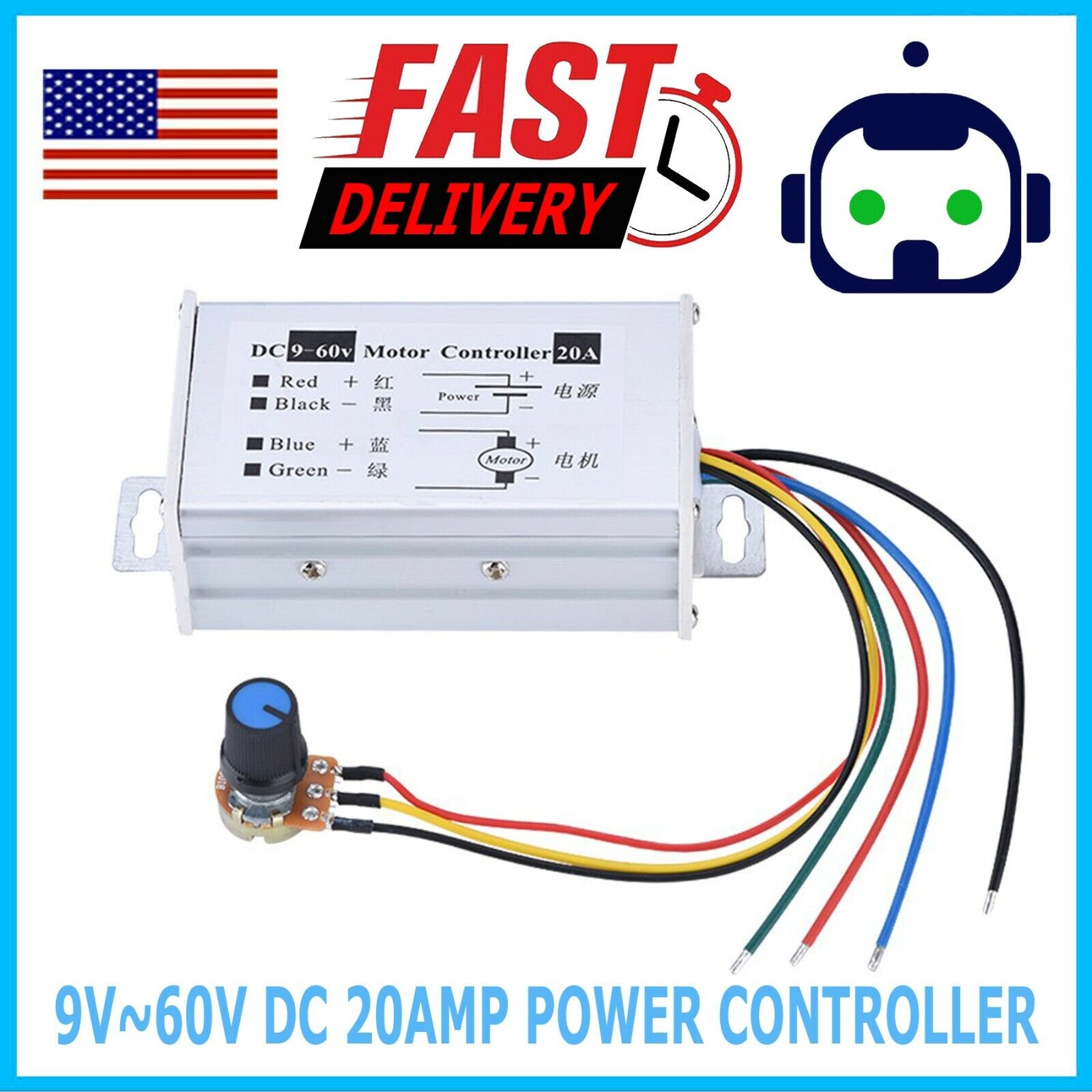 12V 24V Max 20A PWM DC Motor Stepless Variable Speed Control 12V 24V Max 20A PWM DC Motor Stepless Variable Speed Control