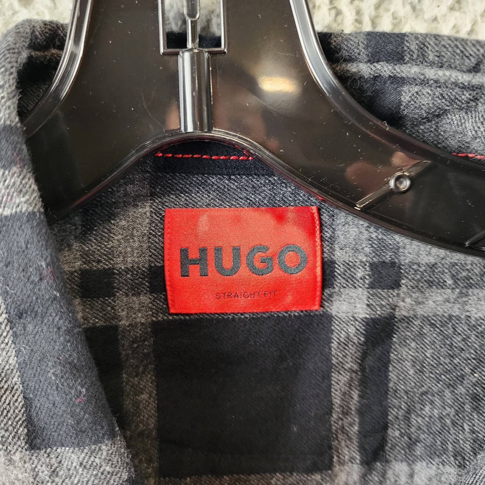 HUGO Straight Fit Ermann Long Sleeve Button Down Shirt Men M Gray Button Closure - Picture 12 of 14