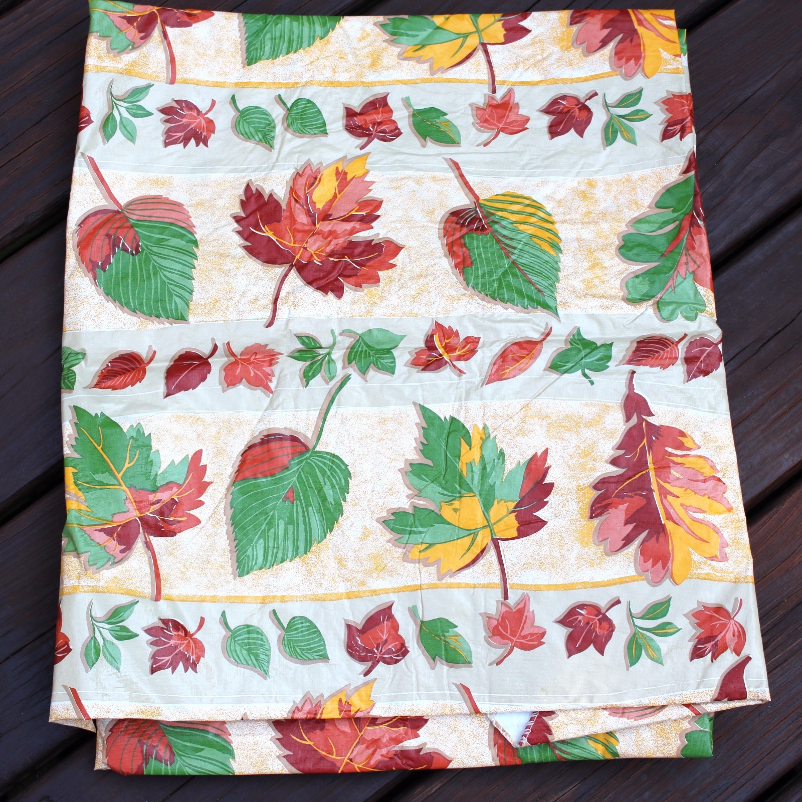 Vintage Plastic Soft Backing Autumn Fall Table Cloth Cover Lot 3; 52 x 90 & 48