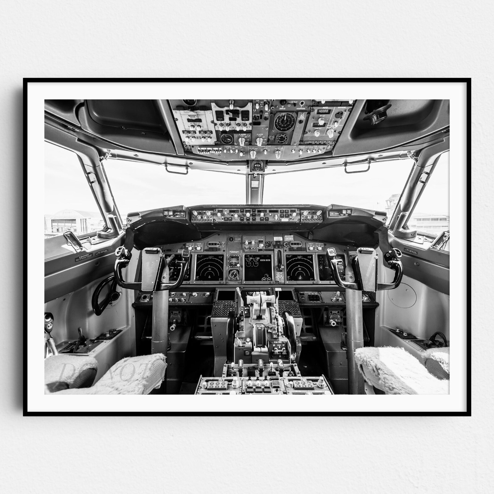 Boeing 737-800 Flight Deck vintage airplane aviation Wall Art Poster Print