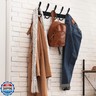 Dseap Coat Rack Wall Mounted - 5 Tri Hooks, Heavy Duty, Stainless Steel, Metal Coat Hook Rail for Coat Hat Towel Purse Robes Mudroom Bathroom Entryway (Black, 2 Packs)