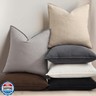decorUhome Christmas Decorative Linen Throw Pillow Covers 18x18 Inch Set of 2 Natural Beige Soft Pillow Covers with Flange Edges Soft Farmhouse Boho Accent Pillow Cases for Couch Sofa Bed Living Room