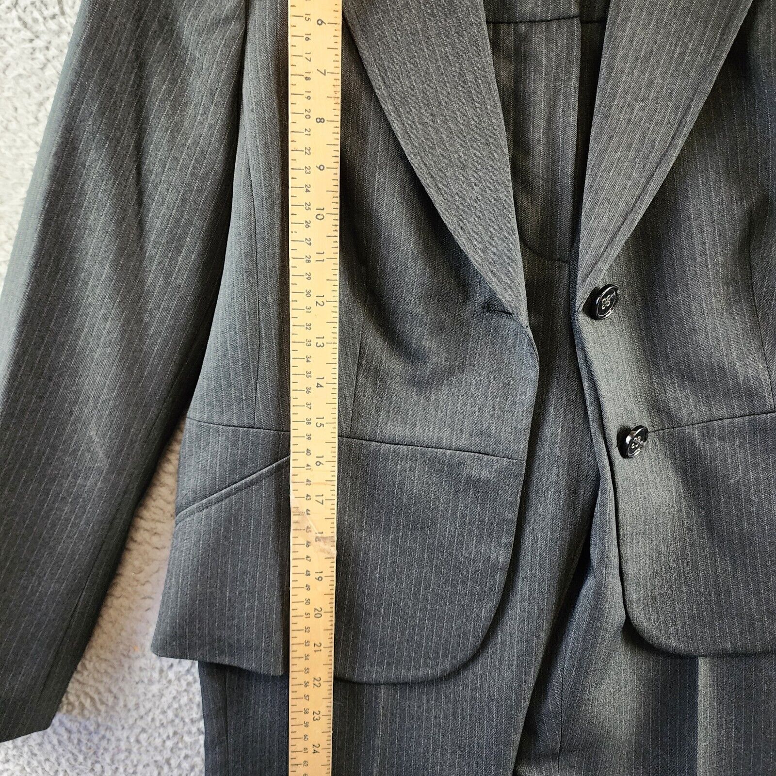 Le Suit Petite Two-Button Pinstriped Pantsuit Women's 10P Black Single Breasted - Picture 9 of 18