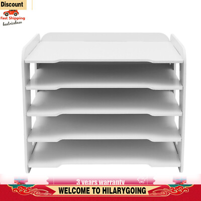 Stackable File Organizer Tray Desk Desktop Paper Document Tray Holder 5 Tiers