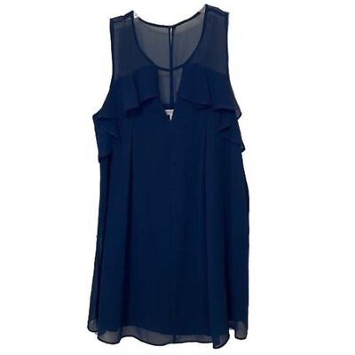 BCBGeneration Navy Blue Sleeveless Mini Shift Dress Womens Medium Chiffon