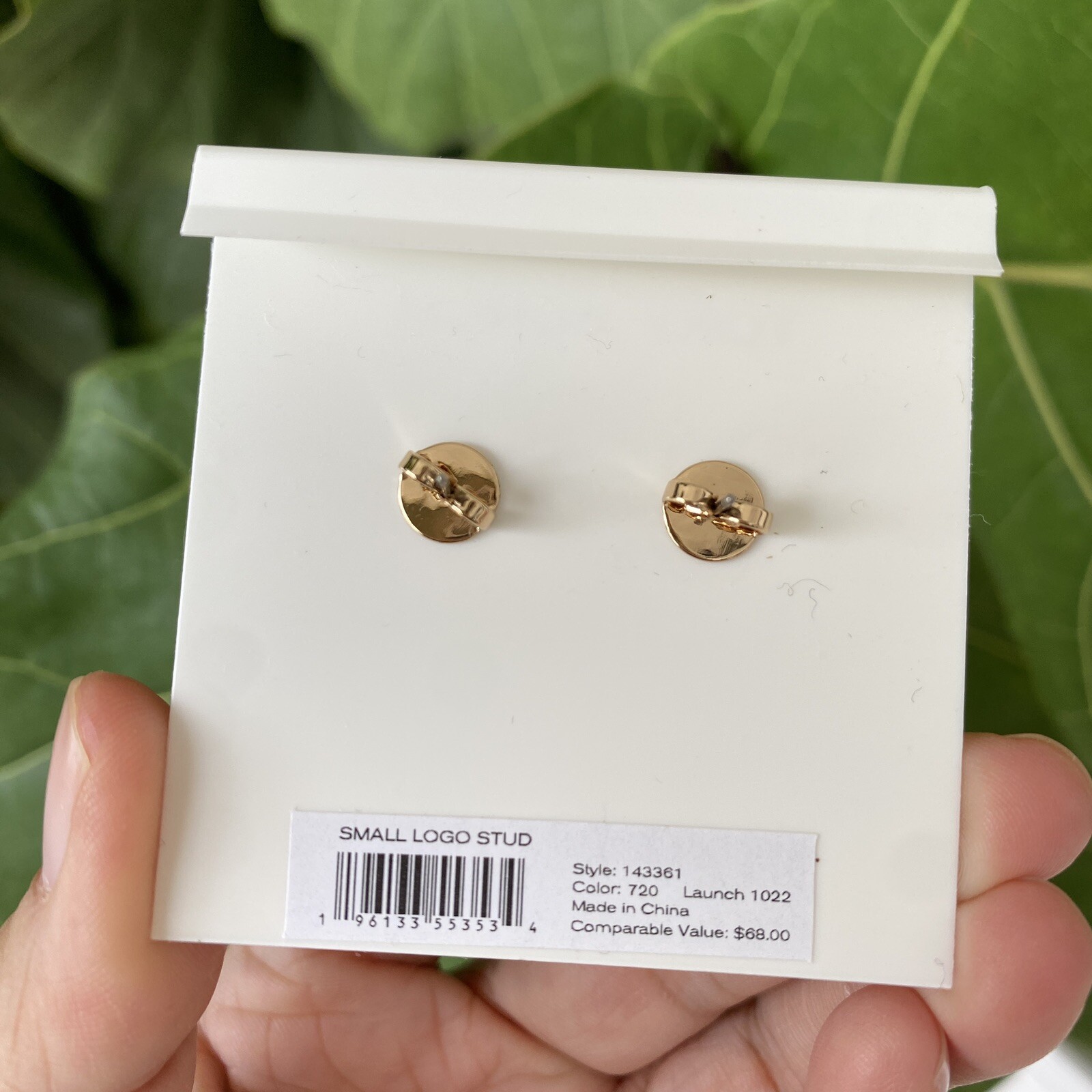 Authentic Tory Burch Small Logo Stud Earrings Style 143361