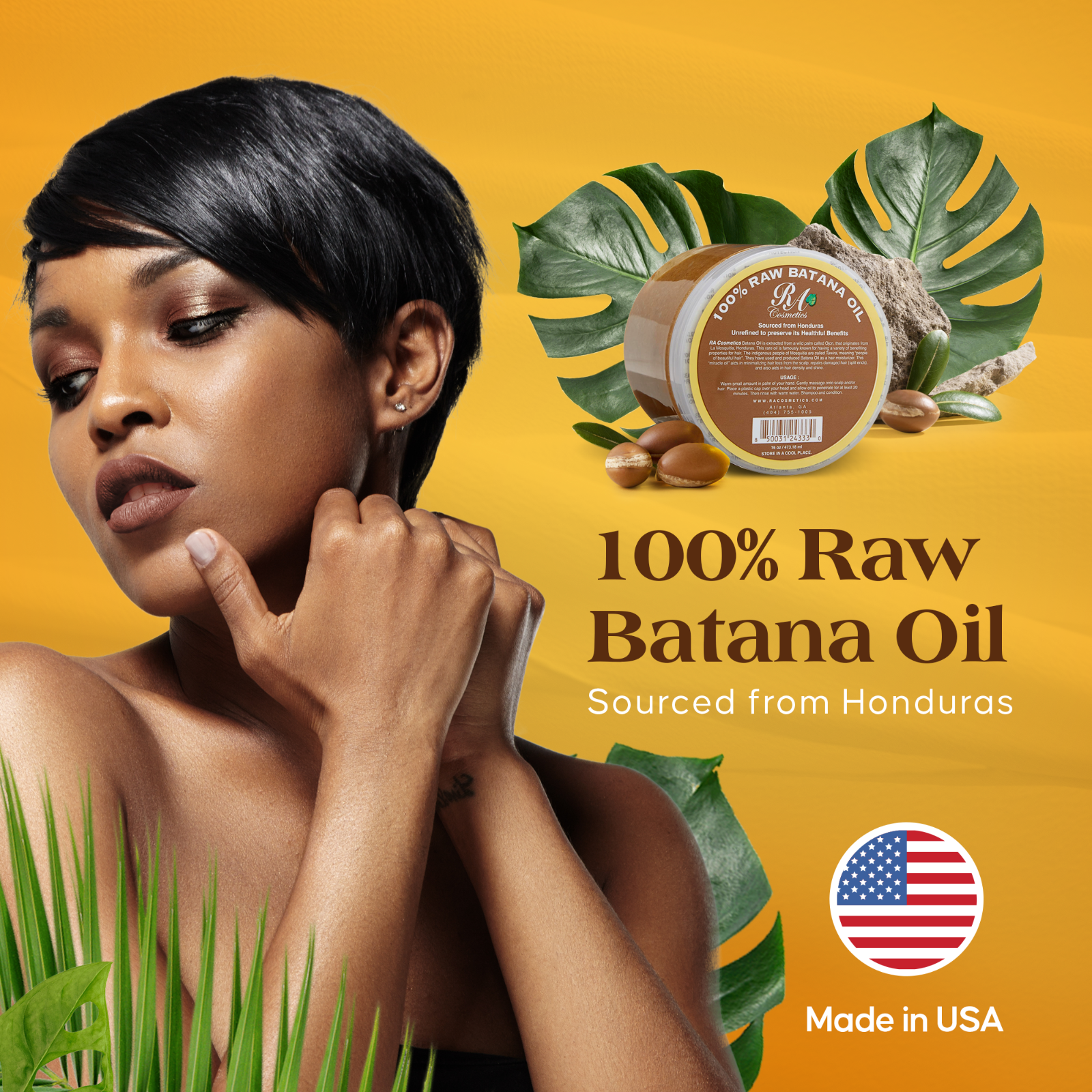 RA Cosmetics 100% Natural Unrefined Batana Hair Oil for Hair Growth