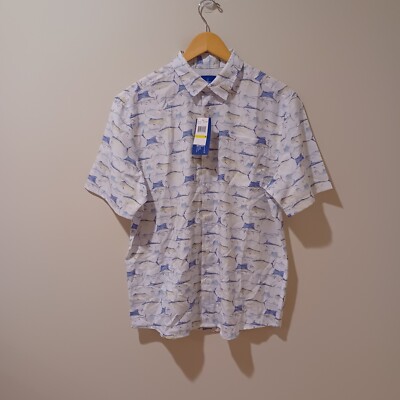 NWT Guy Harvey Men's Short Sleeve Scribble Performance Fishing Shirt Medium 