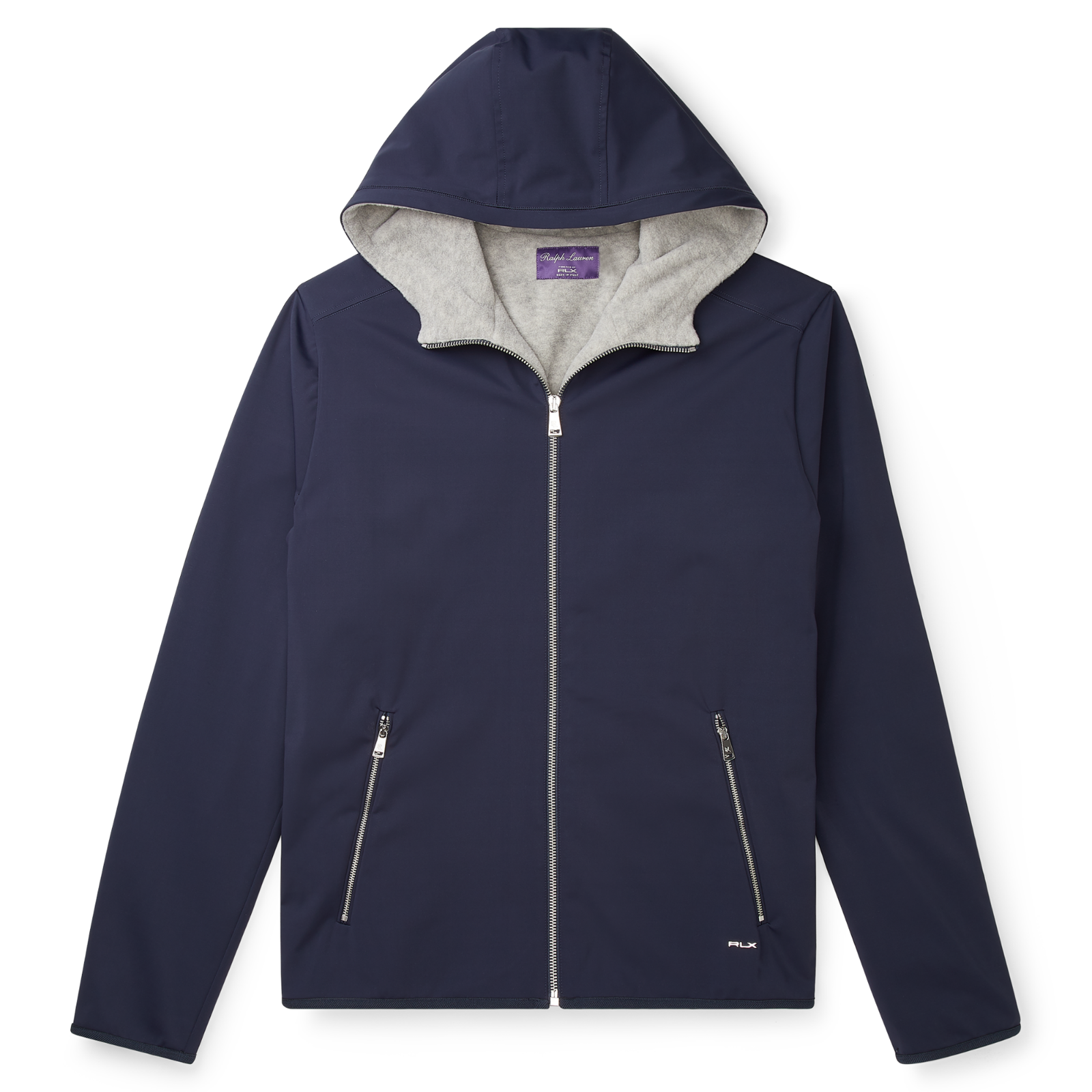 Pre-owned Ralph Lauren Purple Label $695  Rlx Navy Fleece Softshell Hooded Jacket Coat In Blue