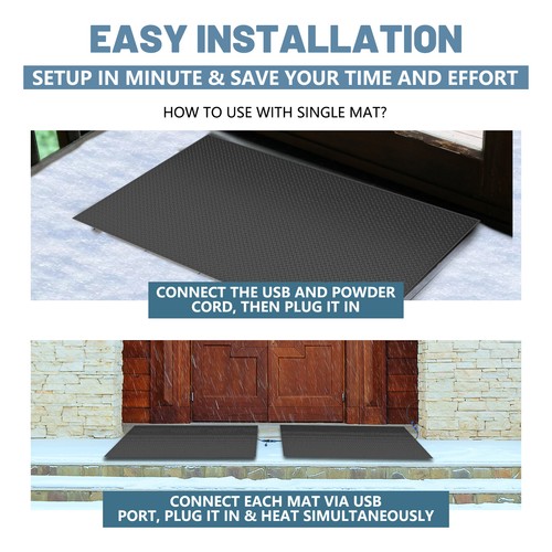 NAIZEA Heated Snow Melting Mats, Non-Slip Heated Snow Ice Outdoor Melting Mats