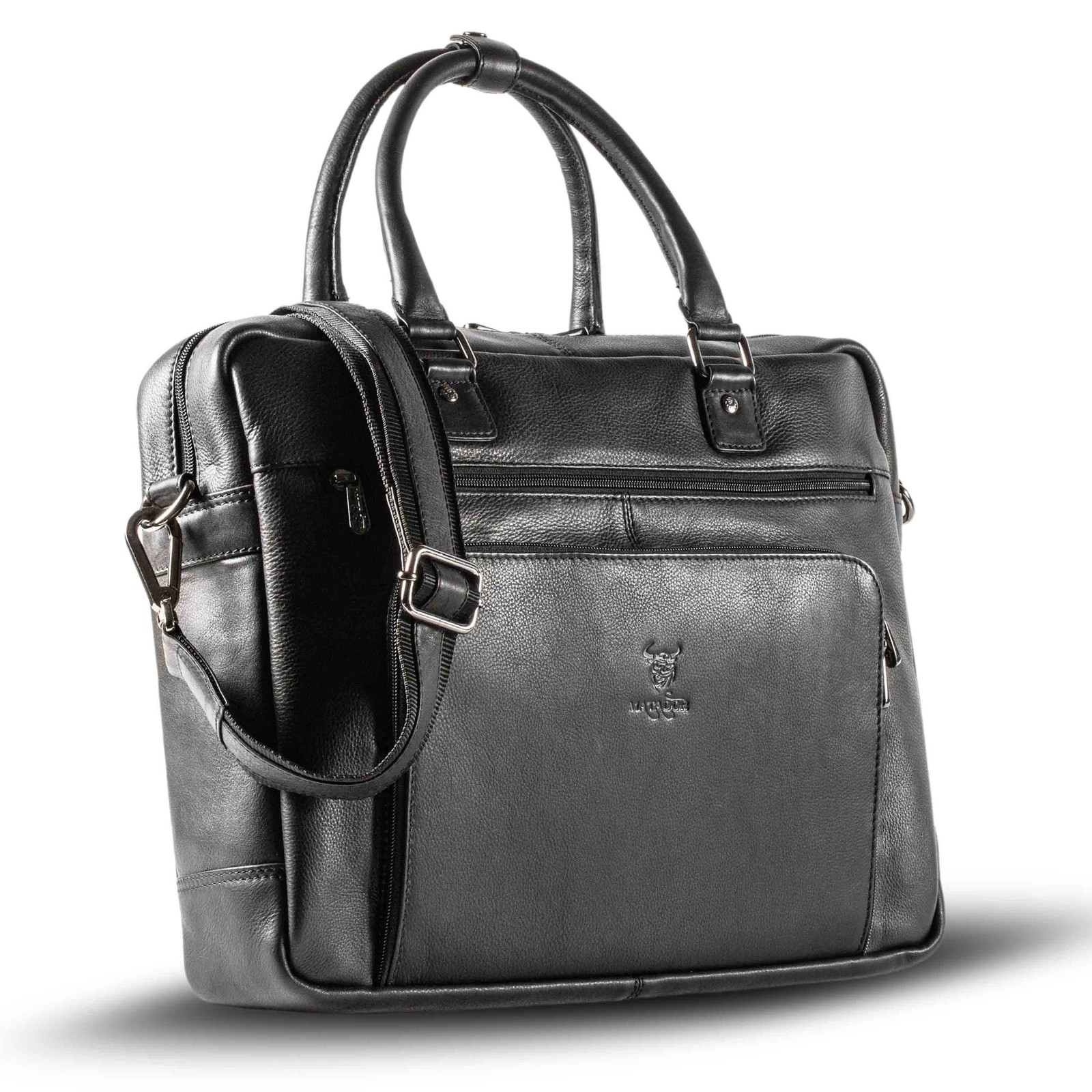 MATADOR Leder Umhängetasche AMSTERDAM Aktentasche Herren Laptoptasche Schwarz