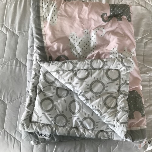 Quilt Baby Bedding Elephant Pink Gray White