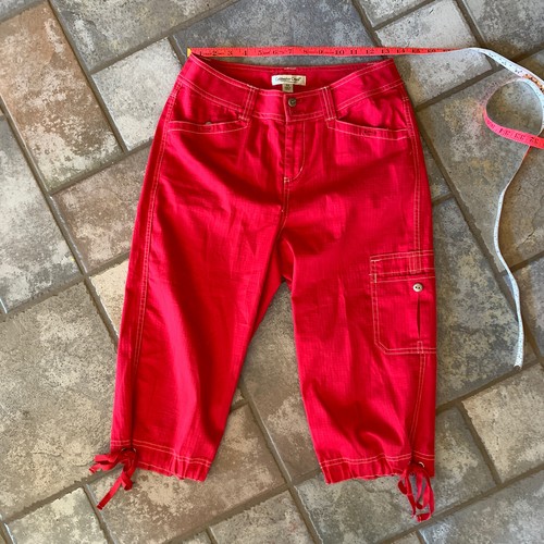Coldwater Creek Capri Pants 4 Petite Red Cropped White