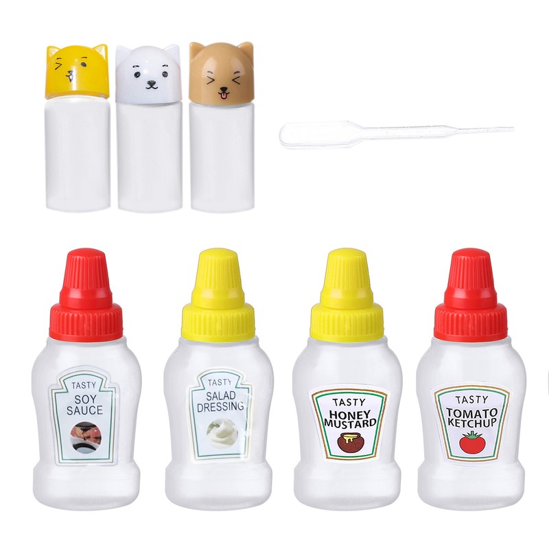 Mini Plastic Condiment Squeeze BottleHoney/Ketchup/Sauce/Salad for BBQ Lunch Box