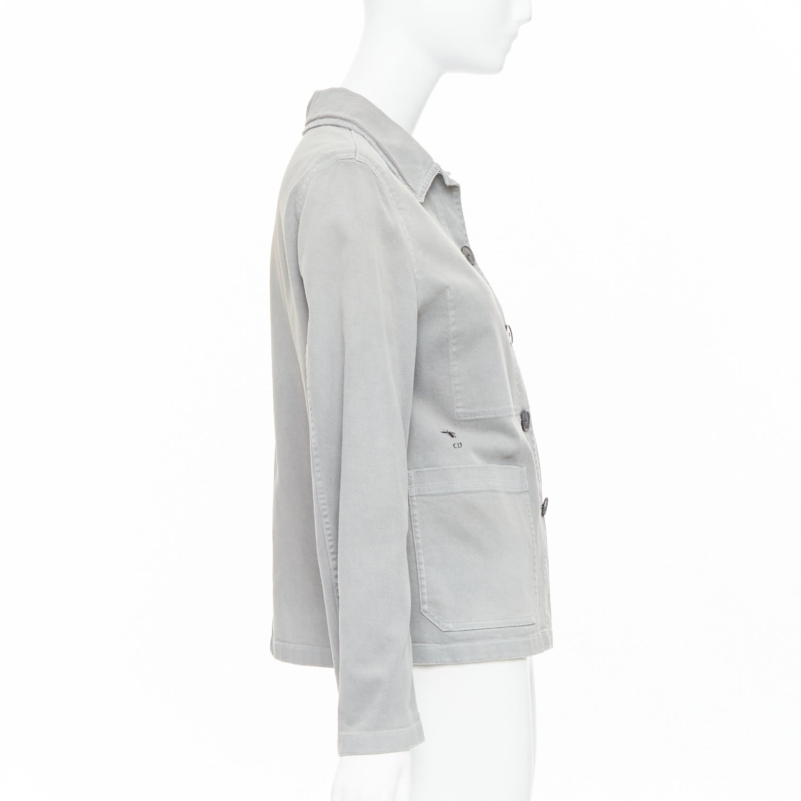 CHRISTIAN DIOR grey cotton denim CD bee logo chore jacket