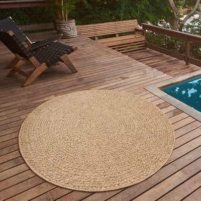 Teppich Outdoor Flachgewebe Terassenteppich Balkon Nature Rund