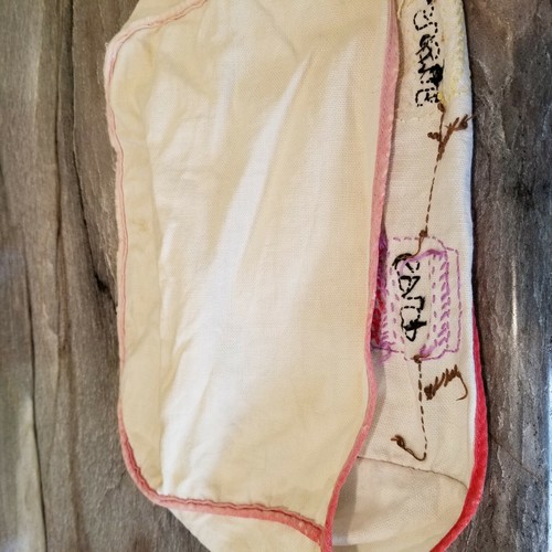 Vintage ‘60’s Hand Embroidered Toaster Cover 2 Slice Cream with Sugar Spice font