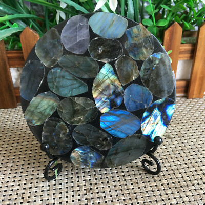 127g 105mm Natural Labradorite disc Quartz Crystal Mineral Spectrolite Healing  
