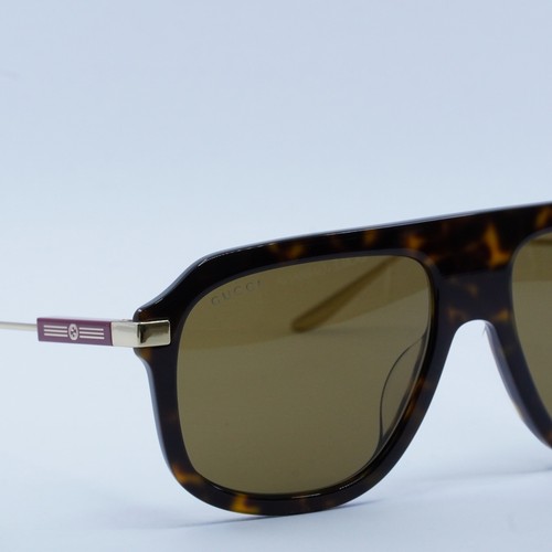 Pre-owned Gucci Gg1309s 006 Dark Havana/brown 57-17-145 Sunglasses