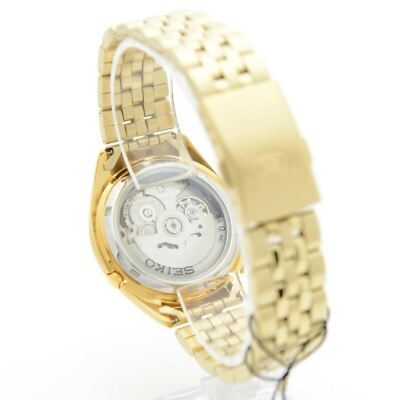 Pre-owned Seiko 5 Snkl28k1 Automatic Gold Tone Stainless Steel Analog Men's Casual Watch