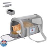 FOORLON Cat Carrier Soft for Pets Up to 15 Lbs, Cat Travel Bag with Padded Shoulder Strap and Detachable Cat Food Bowl, Pet Dog Carriers for Small Dogs Travel Puppy Carry Airline Approved, Grey