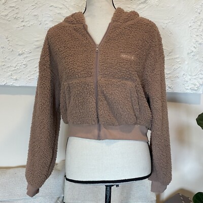 Skims By Kim K Cozy Teddy Zip Up Sweater Color Tigers Eye Sz XS AP-ZIP-0860 NWT