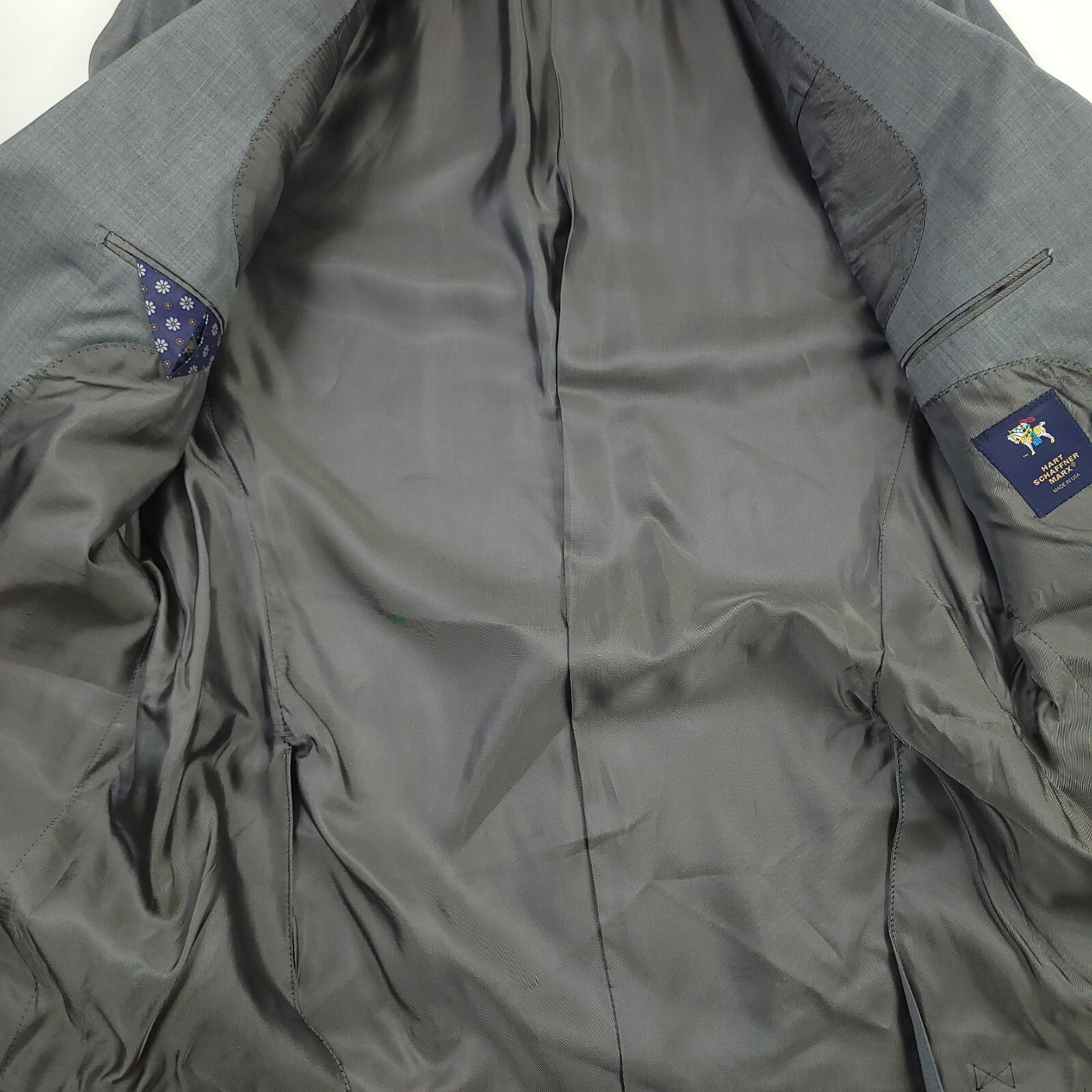 HART SCHAFFNER MARX $895 HART SCHAFFNER MARX BROOKLYN FIT SOLID GRAY WOOL SUIT MENS SIZE 42L X 36