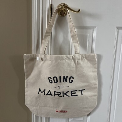 NWT West Elm Market canvas tote bag Going To Market Grocery Reusable￼