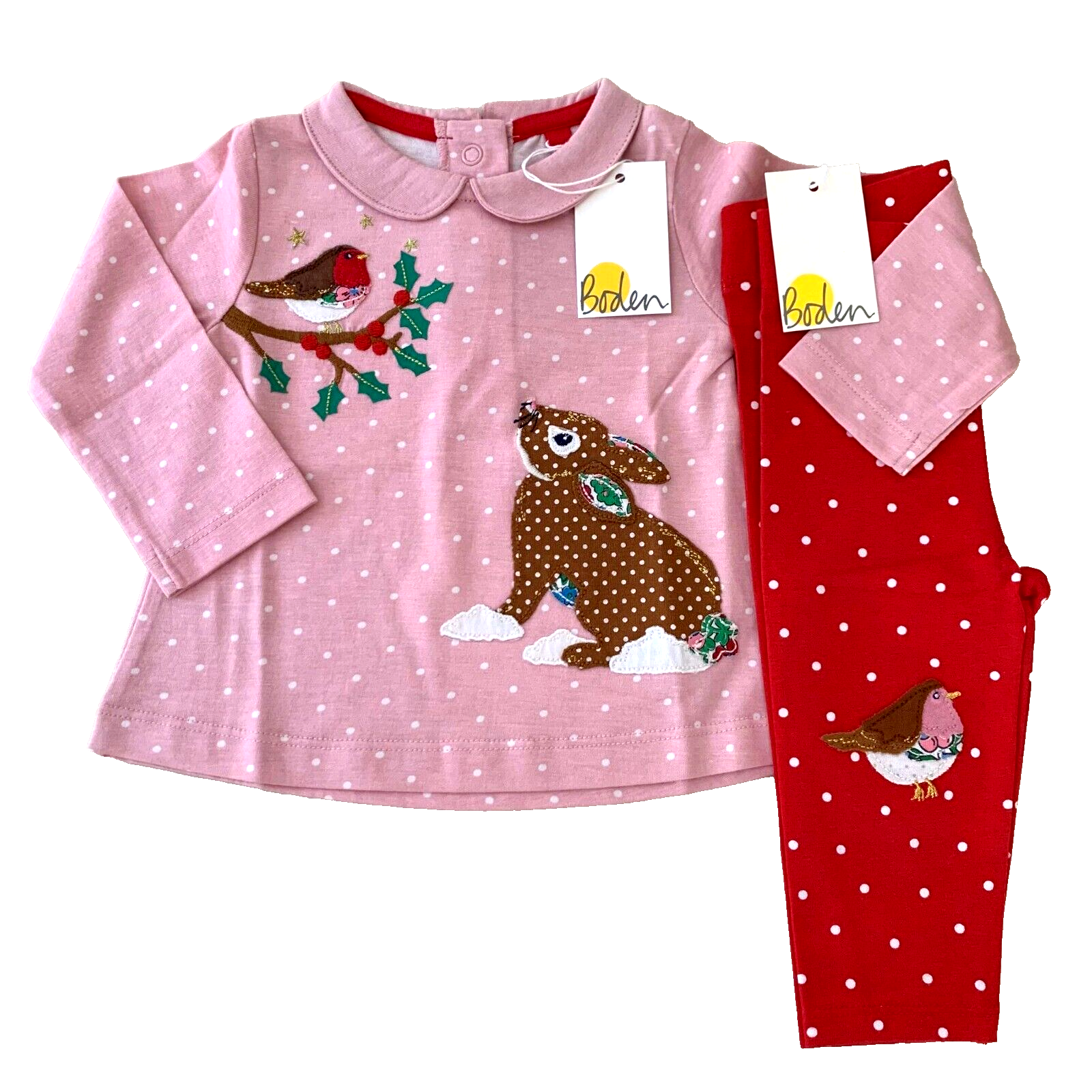 Mini Boden Cotton "APPLIQUE SHIRT & LEGGINGS SET"  3-6 Months. Great Gift Idea!