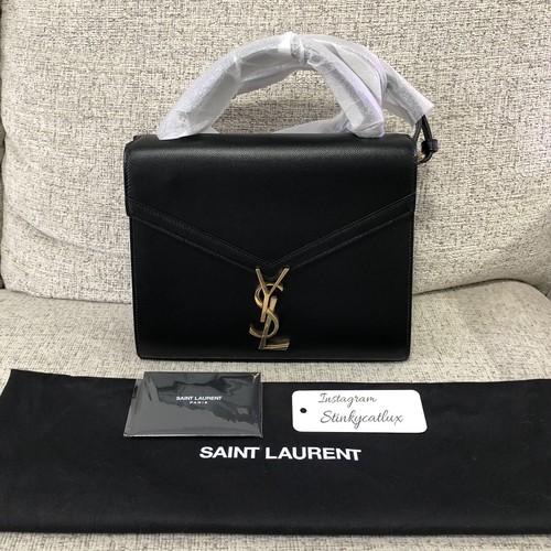 NWT SAINT LAURENT YSL BLACK CASSANDRA MEDIUM TOP HANDLE BAG