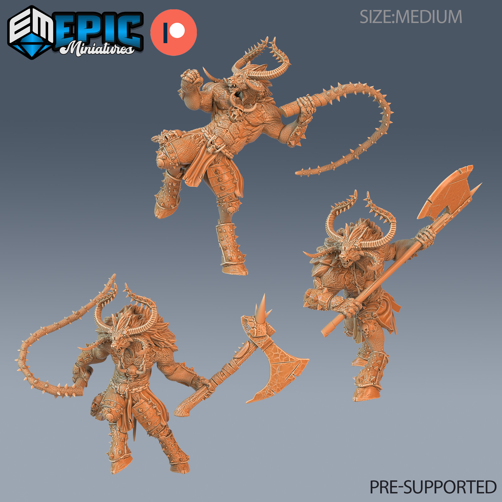 Demonic Minotaur, Dungeons and Dragons Miniatures, D&D, Evil Beast Creature 28mm