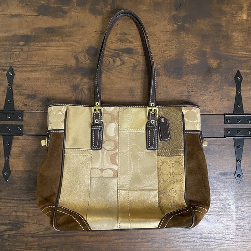 VINTAGE COACH TOTE HANDBAG SOHO Y2K LEATHER LOGO PATTERN VTG