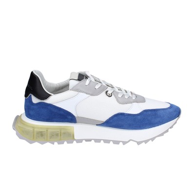 PHILIPPE MODEL SCHUHE HERREN PHILIPPE MODEL SNEAKER WEISS TEXTIL BLAU WILDLEDER EX333