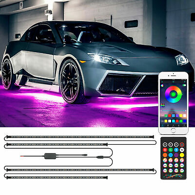MICTUNING RGB LED Strip Under Car Tube Underglow Underbody System Neon Light Kit