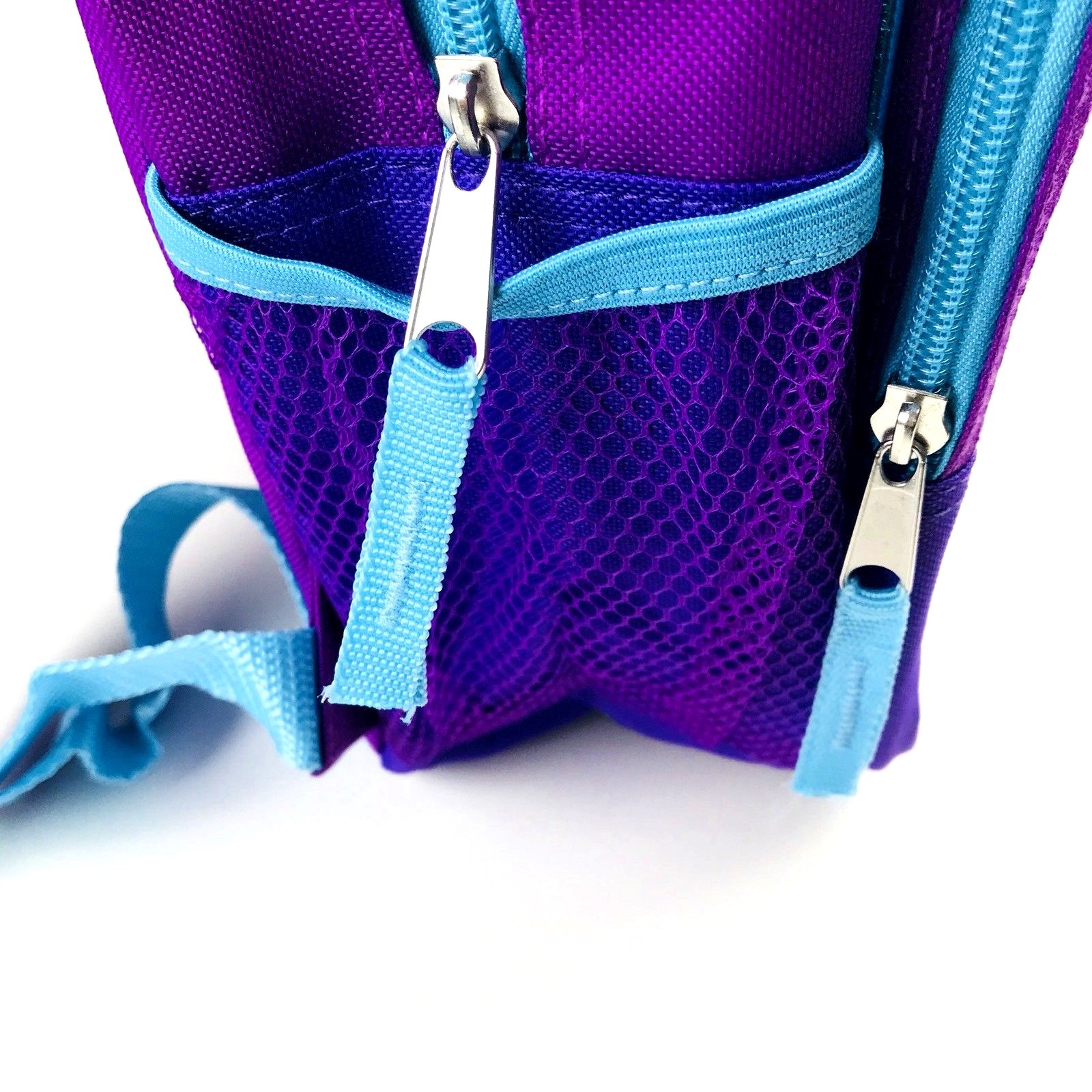 Disney Frozen Anna Elsa Backpack Girls Purple Blue Shimmer Vinyl Zip Around