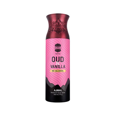 Ajmal India Oud & Vanilla No Alcohol Deodorant Body Spray (200ml)