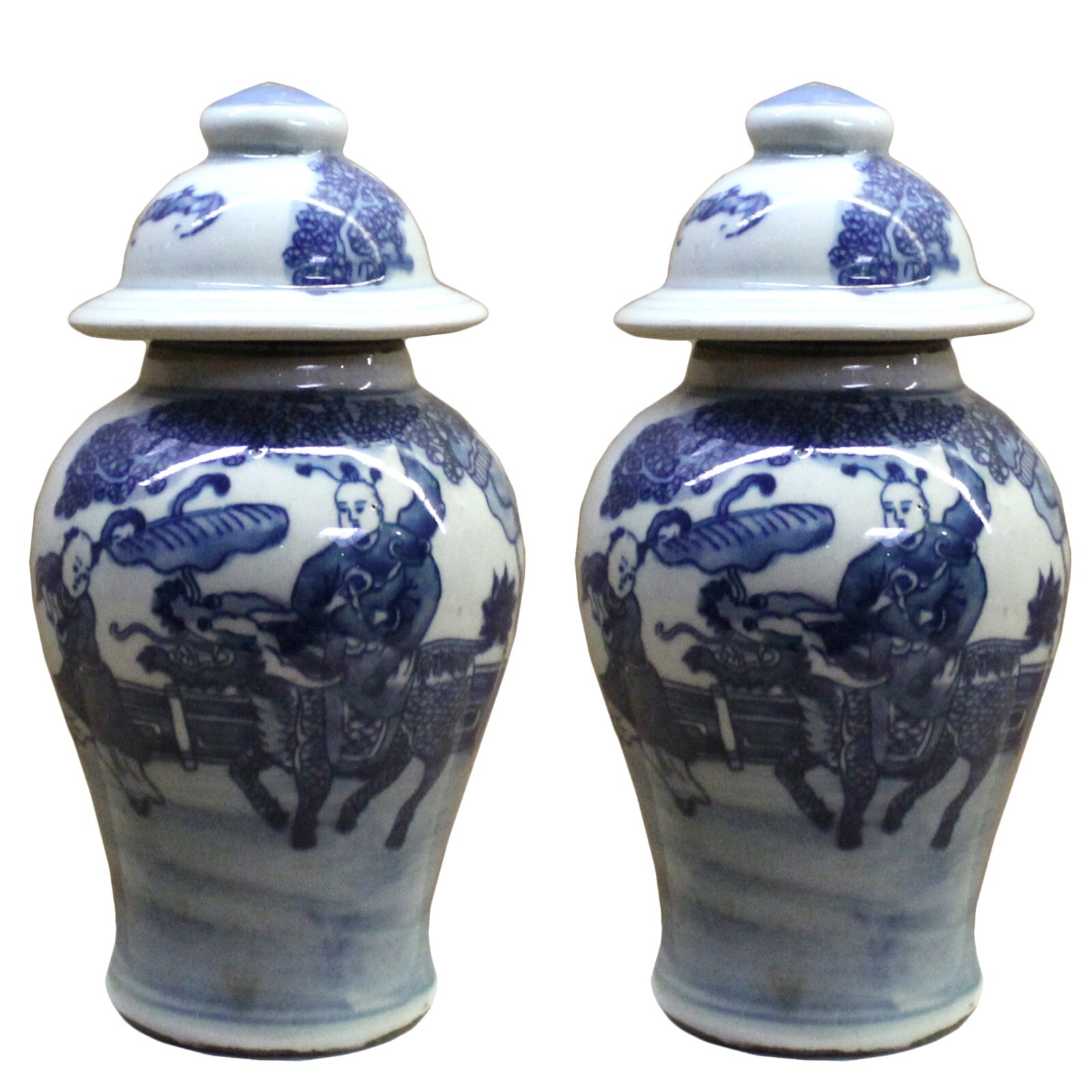 Lot of 2 Chinese Porcelain Blue & White Small Round Lid Jars ws105S Lot of 2 Chinese Porcelain Blue & White Small Round Lid Jars ws105S
